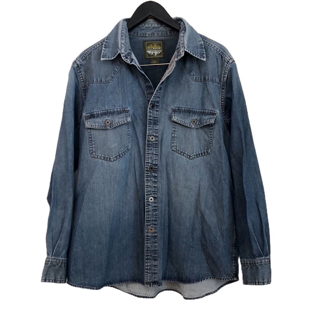 Men’s Eddie Bauer Sport Shop Denim Button Down Light Jacket Large